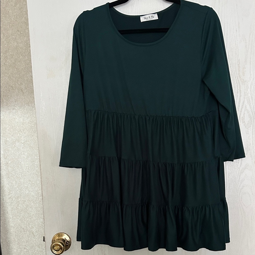 You & Me, Dark Green Tiered Dress, Size L
